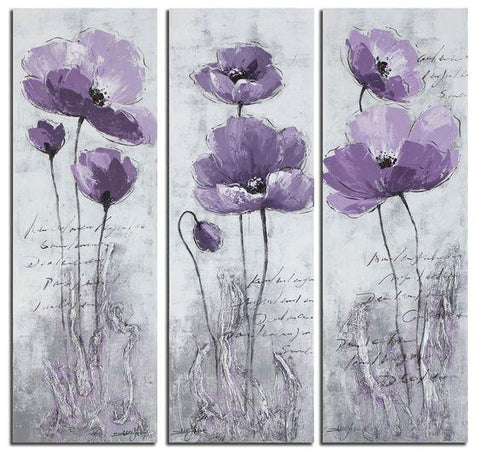Purple Flower Painting Abstract, Flower Paintings, Acrylic Wall Art Painting, Modern Paintings-ArtWorkCrafts.com