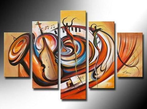 Hand Painted Canvas Painting, Music Painting, Large Abstract Painting, Acrylic Painting on Canvas-ArtWorkCrafts.com