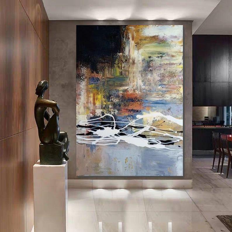 Wall Art Paintings, Hand Painted Acrylic Painting, Huge Abstract Painting, Extra Large Paintings for Living Room-ArtWorkCrafts.com