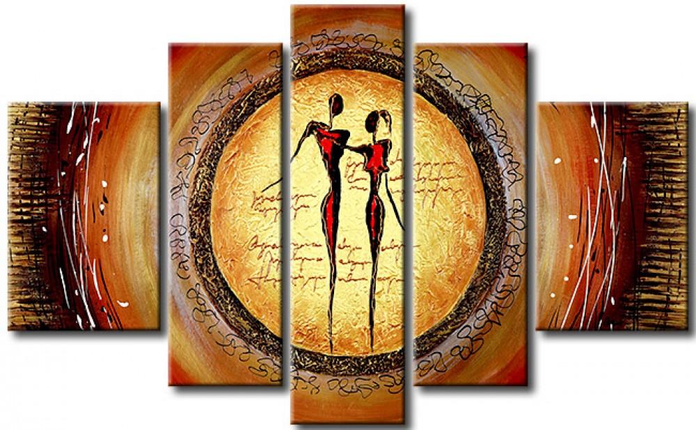 Abstract Art of Love, Acrylic Modern Paintings, 5 Piece Wall Art Painting, Paintings for Living Room, Acrylic Painting for Sale-ArtWorkCrafts.com