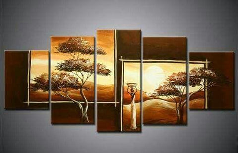 Tree of Life Painting, 5 Piece Acrylic Art, Abstract Painting, Bedroom Canvas Painting-ArtWorkCrafts.com