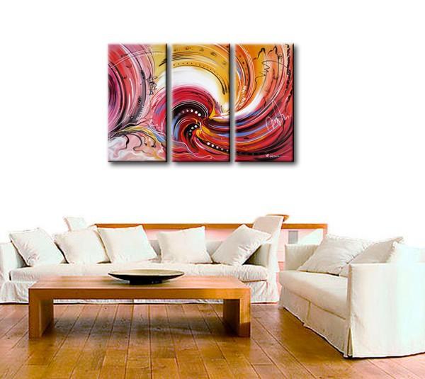 Colorful Lines Painting, Abstract Canvas Painting, Dining Room Wall Art Paintings, 3 Piece Art Painting, Modern Abstract Wall Art-ArtWorkCrafts.com