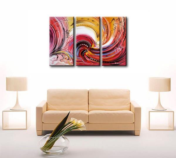 Colorful Lines Painting, Abstract Canvas Painting, Dining Room Wall Art Paintings, 3 Piece Art Painting, Modern Abstract Wall Art-ArtWorkCrafts.com