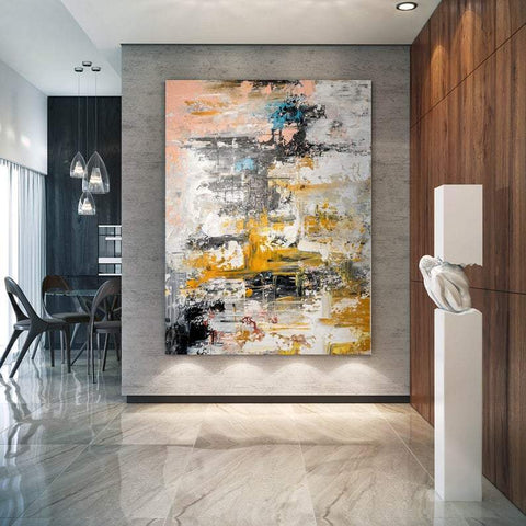 Modern Abstract Art, Hand Painted Acrylic Painting, Huge Abstract Painting, Extra Large Paintings for Living Room-ArtWorkCrafts.com