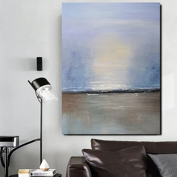 Study Room Wall Art Painting, Abstract Landscape Painting, Seascape Canvas Painting, Hand Painted Artwork, Large Paintings on Canvas-ArtWorkCrafts.com