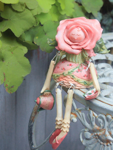 Creative Flower Rose Fairy Statue for Garden, Beautiful Garden Courtyard Ornaments, Villa Outdoor Decor Gardening Ideas, Unique Modern Garden Sculptures-ArtWorkCrafts.com