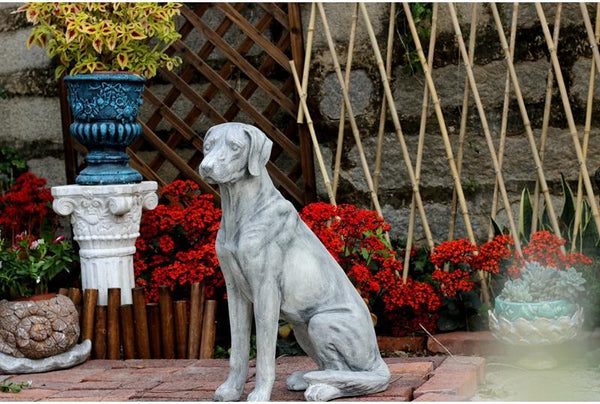 Large Dog Statue for Garden, Sitting Dog Statues, Pet Statue for Garden Courtyard Ornament, Villa Outdoor Decor Gardening Ideas-ArtWorkCrafts.com