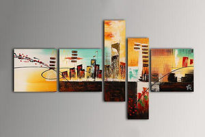 Cityscape Painting, Living Room Wall Art, Modern Paintings, Contemporary Wall Art Painting, Acrylic Artwork-ArtWorkCrafts.com