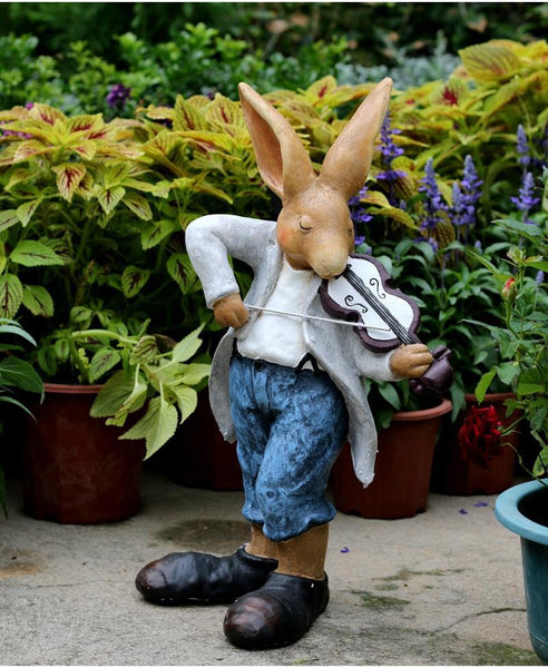 Large Rabbit Statue for Garden, Bunny Flower Pot, Garden Courtyard Ornament, Villa Outdoor Decor Gardening Ideas, House Warming Gift-ArtWorkCrafts.com
