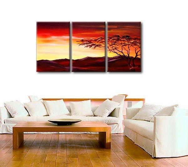 Landscape Painting, Forest Tree Painting, Canvas Art Painting, 3 Piece Wall Art-ArtWorkCrafts.com