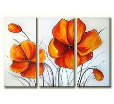 Dining Room Wall Art Painting, Acrylic Flower Paintings, Flower Painting Abstract, Flower Artwork-ArtWorkCrafts.com