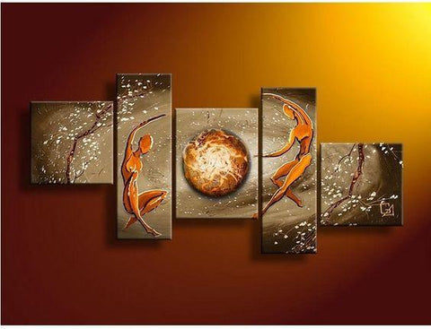 Abstract Art of Love, Modern Abstract Paintings, Bedroom Room Wall Art Paintings, 5 Piece Canvas Painting, Love Abstract Painting-ArtWorkCrafts.com