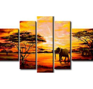 Extra Large Wall Art, African Elephant and Tree Painting, Bedroom Canvas Painting, Buy Art Online-ArtWorkCrafts.com