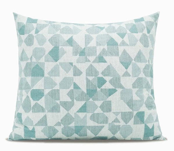 Modern Sofa Pillows, Geometric Blue Decorative Throw Pillows, Contemporary Square Modern Throw Pillows for Couch, Abstract Throw Pillow for Interior Design-ArtWorkCrafts.com
