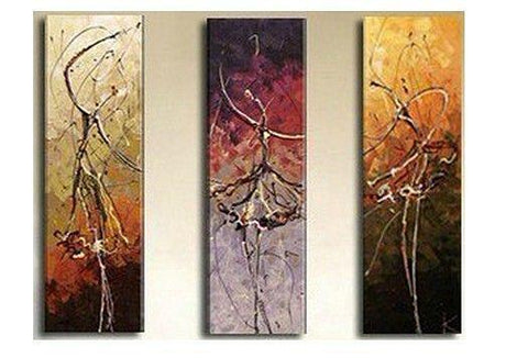 Simple Canvas Painting, Abstract Modern Painting, Ballet Dancer Painting, Bedroom Wall Art Paintings, Acrylic Painting on Canvas, 3 Piece Wall Art-ArtWorkCrafts.com