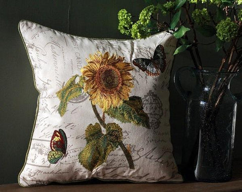 Sunflower Pillow, Spring Flower Pillow, Cotton and Linen Pillow Cover, Rustic Sofa Pillows for Living Room, Decorative Throw Pillows for Couch-ArtWorkCrafts.com