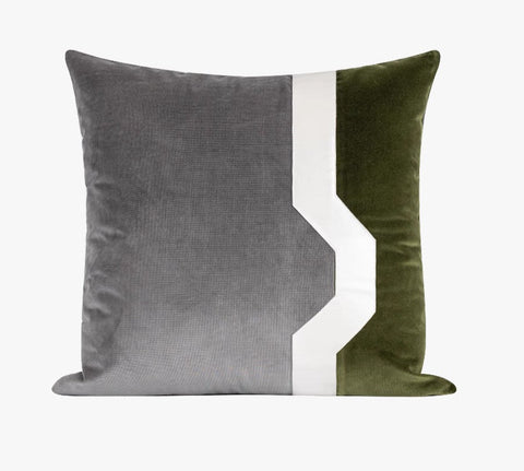 Modern Sofa Throw Pillows, Large Decorative Throw Pillows for Couch, Grey Green Abstract Contemporary Throw Pillow for Living Room-ArtWorkCrafts.com