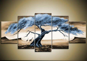 Large Acrylic Painting, Tree of Life Painting, Abstract Painting on Canvas, 5 Piece Canvas Art, Landscape Canvas Paintings, Buy Paintings Online-ArtWorkCrafts.com