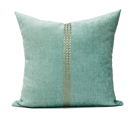Turquoise Decorative Throw Pillow for Couch, Modern Sofa Pillows, Simple Modern Throw Pillows for Couch, Blue Square Pillows-ArtWorkCrafts.com