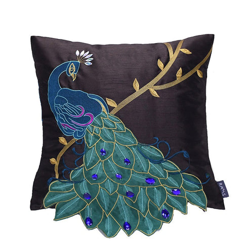 Decorative Pillows for Couch, Beautiful Decorative Throw Pillows, Embroider Peacock Cotton and linen Pillow Cover, Decorative Sofa Pillows-ArtWorkCrafts.com