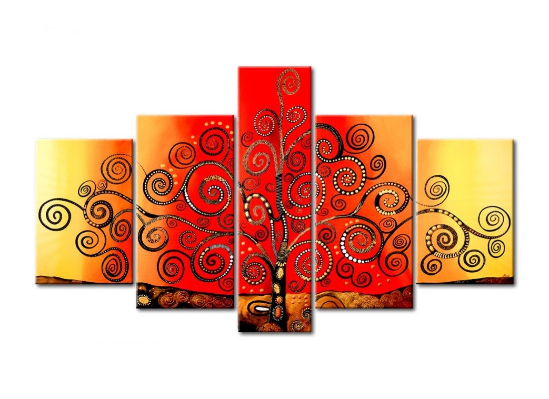 Acrylic Modern Paintings, Tree of Life Painting, 5 Piece Wall Art, Paintings for Living Room, Tree Painting-ArtWorkCrafts.com