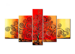 Acrylic Modern Paintings, Tree of Life Painting, 5 Piece Wall Art, Paintings for Living Room, Tree Painting-ArtWorkCrafts.com