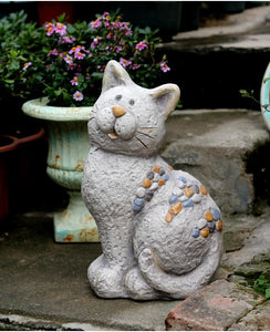 Large Lovely Cat Statue for Garden Courtyard Ornament, Animal Statue, Villa Outdoor Decor Gardening Ideas-ArtWorkCrafts.com