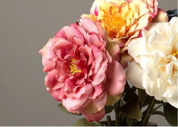 Rose Flower Arrangement, Silk Flower Centerpiece, Artificial Flower Decor, Wedding Decor, Faux Flower-ArtWorkCrafts.com