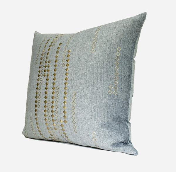 Grey Blue Decorative Throw Pillow for Couch, Large Square Pillows, Modern Sofa Pillows, Simple Modern Throw Pillows for Couch-ArtWorkCrafts.com