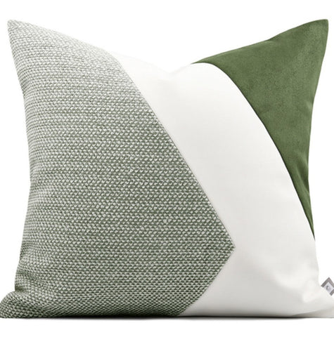 Green White Modern Pillows for Couch, Abstract Decorative Throw Pillows for Living Room, Large Modern Sofa Cushion, Decorative Pillow Covers-ArtWorkCrafts.com