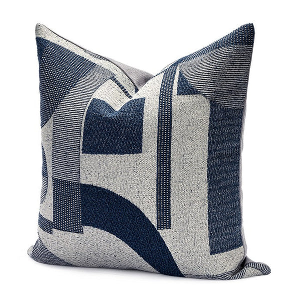 Large Modern Decorative Pillows for Sofa, Blue Modern Throw Pillows for Couch, Contemporary Cushions for Interior Design-ArtWorkCrafts.com