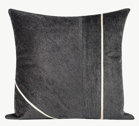 Contemporary Throw Pillow for Living Room, Modern Square Pillows, Abstract Black Throw Pillows for Couch, Simple Modern Sofa Throw Pillows-ArtWorkCrafts.com