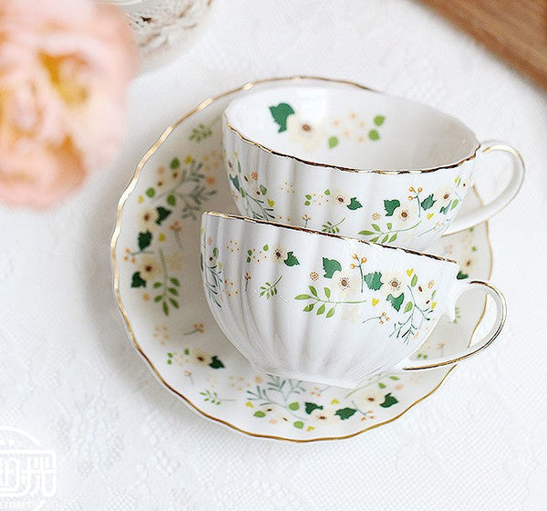 Unique Ceramic Coffee Cups, Creative Bone China Porcelain Tea Cup Set, Traditional English Tea Cups and Saucers, Afternoon British Tea Cups-ArtWorkCrafts.com