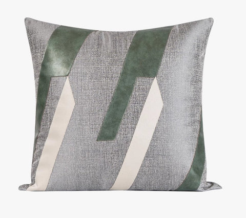 Grey Green Abstract Contemporary Throw Pillow for Living Room, Decorative Throw Pillows for Couch, Large Modern Sofa Throw Pillows-ArtWorkCrafts.com