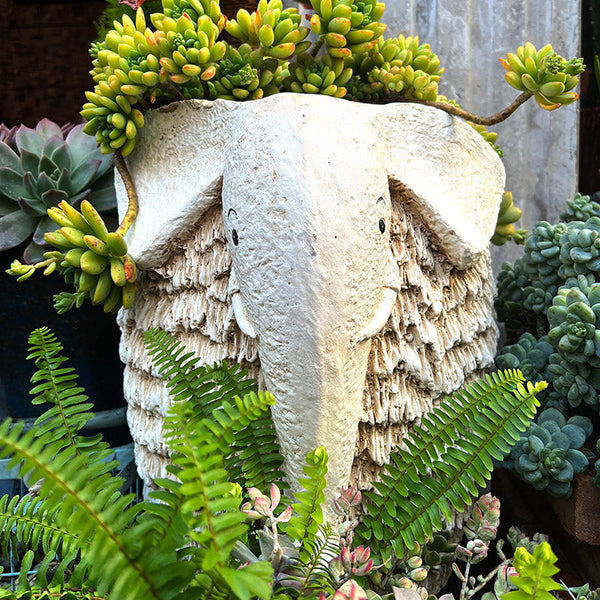 Large Elephant Flowerpot, Resin Statue for Garden, Modern Animal Statue for Garden Ornaments, Villa Outdoor Decor Gardening Ideas-ArtWorkCrafts.com