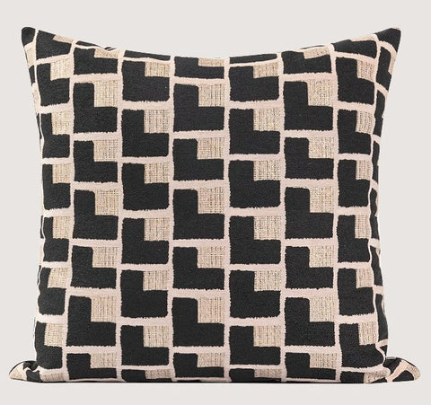 Black Chequer Modern Sofa Throw Pillows, Abstract Contemporary Throw Pillow for Living Room, Large Decorative Throw Pillows for Couch-ArtWorkCrafts.com