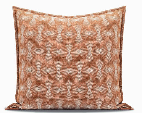 Throw Pillow for Interior Design, Modern Decorative Throw Pillows, Orange Geometric Sofa Pillows, Contemporary Square Modern Throw Pillows for Couch-ArtWorkCrafts.com