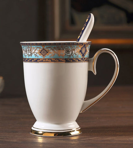 Large Royal Bone China Porcelain Mug, Elegant Ceramic Coffee Mug, Beautiful British Tea Cups, Large Capacity Ceramic Mugs for Office-ArtWorkCrafts.com