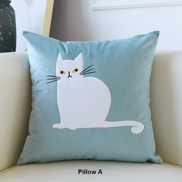 Decorative Throw Pillows, Lovely Cat Pillow Covers for Kid's Room, Modern Sofa Decorative Pillows, Cat Decorative Throw Pillows for Couch-ArtWorkCrafts.com
