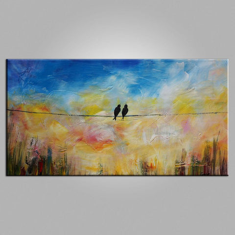 Modern Art, Contemporary Art, Love Birds Painting, Art for Sale, Living Room Wall Art, Canvas Art-ArtWorkCrafts.com