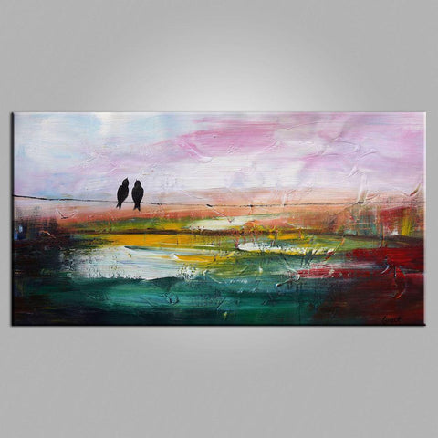 Contemporary Wall Art, Modern Art, Abstract Art, Love Birds Painting, Art for Sale, Abstract Art Painting, Living Room Wall Art, Canvas Art-ArtWorkCrafts.com