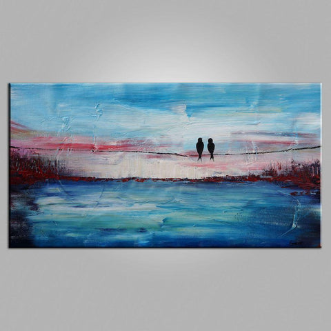 Abstract Art, Contemporary Wall Art, Buy Modern Art, Love Birds Painting, Art for Sale, Abstract Art Painting, Living Room Wall Art-ArtWorkCrafts.com