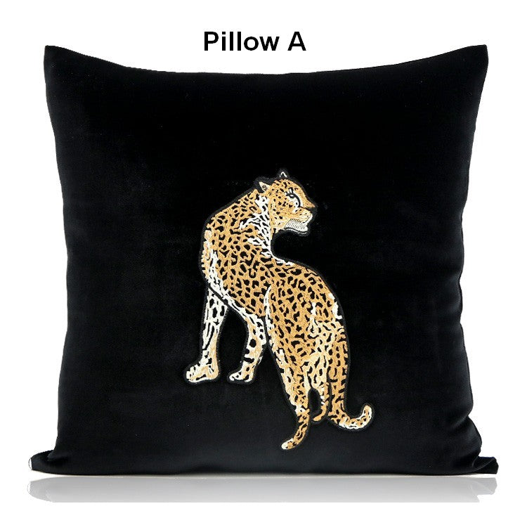 Contemporary Throw Pillows, Cheetah Decorative Throw Pillows, Modern Sofa Pillows, Black Decorative Pillows for Living Room-ArtWorkCrafts.com