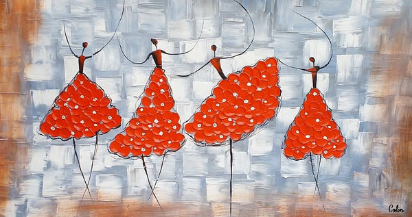 Contemporary Wall Art Ideas, Ballet Dancer Painting, Acrylic Canvas Painting, Buy Art Online, Abstract Painting for Dining Room-ArtWorkCrafts.com
