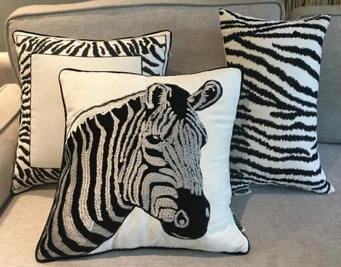 Chenille Zebra Pillow Cover, Decorative Throw Pillow, Modern Sofa Pillows, Decorative Pillows for Car-ArtWorkCrafts.com
