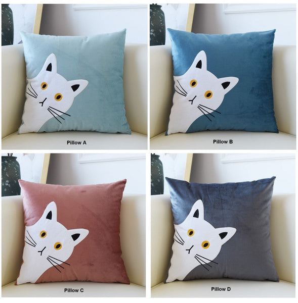 Decorative Throw Pillows, Modern Sofa Decorative Pillows, Lovely Cat Pillow Covers for Kid's Room, Cat Decorative Throw Pillows for Couch-ArtWorkCrafts.com