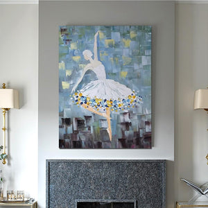 Ballet Dancer Painting, Large Painting for Bedroom, Modern Contemporary Artwork, Heavy Texture Acrylic Painting-ArtWorkCrafts.com