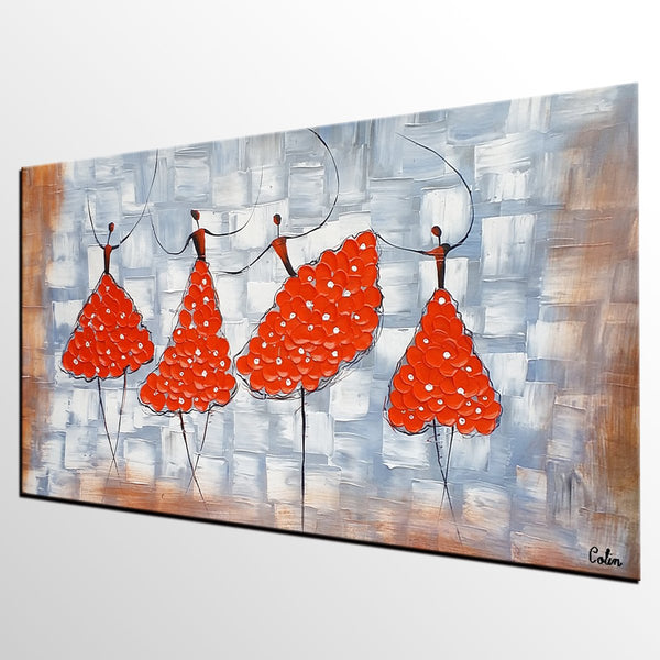 Contemporary Wall Art Ideas, Ballet Dancer Painting, Acrylic Canvas Painting, Buy Art Online, Abstract Painting for Dining Room-ArtWorkCrafts.com