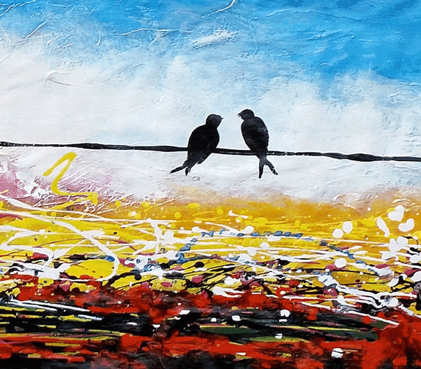 Love Birds Painting, Canvas Art, Abstract Art, Oil Painting, Wall Art, Abstract Painting, Large Art, Canvas Painting, Original Painting-ArtWorkCrafts.com