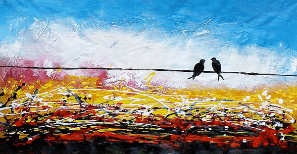 Love Birds Painting, Canvas Art, Abstract Art, Oil Painting, Wall Art, Abstract Painting, Large Art, Canvas Painting, Original Painting-ArtWorkCrafts.com